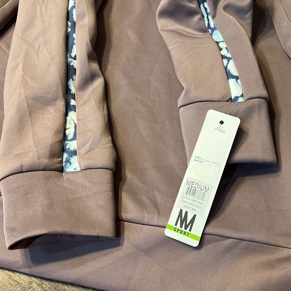 Nicole Miller Sport Purple Scuba Striped Activewear Sweatshirt - Picture 3 of 5